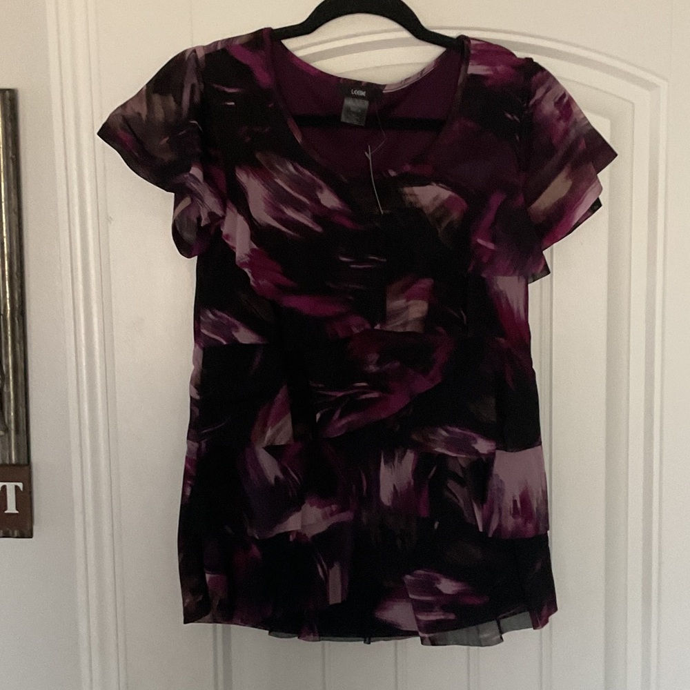 Lee Purple and Black Abstract Blouse